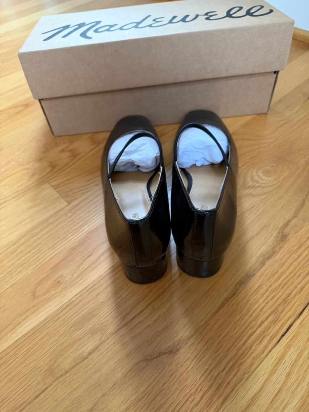 NWT | Madewell SOLD OUT The Greta Pump in Crinkled Patent Leather Black Size 9.5 - Picture 7 of 11